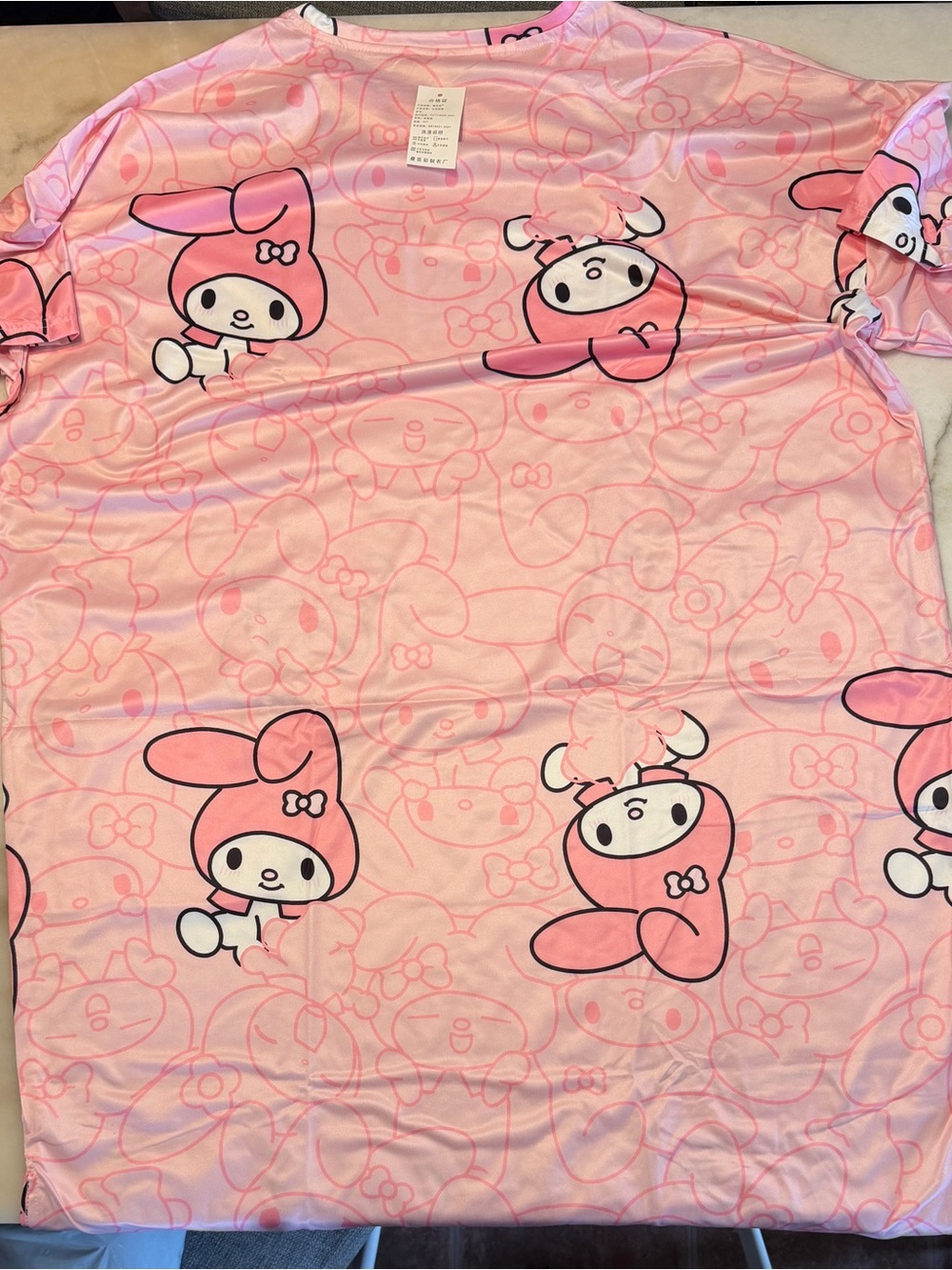 SHEIN Pink My Melody Print Short Sleeve Pajama Top